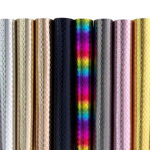 Tissu <span class=keywords><strong>synthétique</strong></span> en cuir PU brillant à motif gaufré en écailles de poisson personnalisé, brillant, pour nœuds, sacs, artisanat DIY - Product Image 5