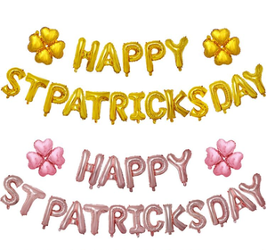 Ballons en feuille pour fête de la Saint-Patrick, trèfle, Irlande, ballons en latex imprimés à l'hélium, cadeau, ruban de décoration en paillettes vertes - Product Image 3