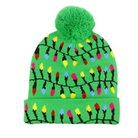 Berretto di natale brutto con la palla sulla parte superiore cappello Jacquard a buon mercato LED cappello di natale