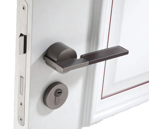 Manija de Puerta de Lujo de Alta Gama, Diseño Moderno para Villa, Acabado en Metal y Cuero Vacuno, Aleación de Zinc, para Hotel/Apartamento, 1 Año de Garantía, Fácil Instalación - Product Image 1