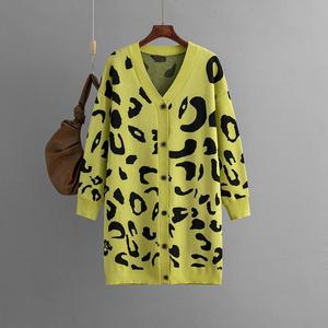 Nouveautés automne-hiver, tricot mi-long à imprimé léopard, cardigan pour <span class=keywords><strong>femme</strong></span>, manteau ample - Product Image 6