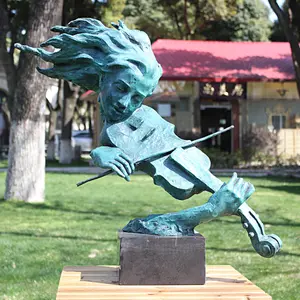 Outdoor park modern design customized size violin sculpture bronze musician sculpture