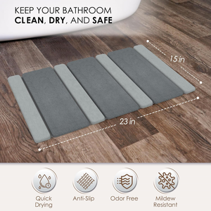 Tapis de bain en pierre pliable de grande taille facile à nettoyer sans amiante, tapis de <span class=keywords><strong>pied</strong></span> en boue de diatomée antidérapant super absorbant à séchage rapide pour salle de bain - Product Image 2