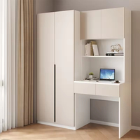 Ensemble de meubles et armoire de chambre à coucher au design moderne, comprenant une armoire ouverte autoportante en MDF avec portes battantes et un bureau d'ordinateur