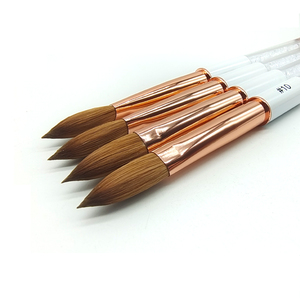 Pinceau à ongles en acrylique 100% Kolinsky Sable avec manche diamanté blanc doré, logo OEM pour ongles en acrylique - Product Image 4