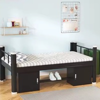 Lit simple en acier conçu en usine, très vendu, avec 2 armoires de rangement pour adultes, idéal pour les appartements et les chambres.