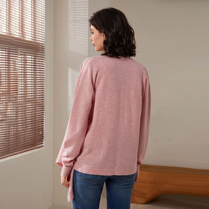 OEM ODM Wool Layering Cardigan Sweater Drop Shoulder Long Sleeve Solid Color Casual Wool Knit Outerwear For Women - Product Image 5