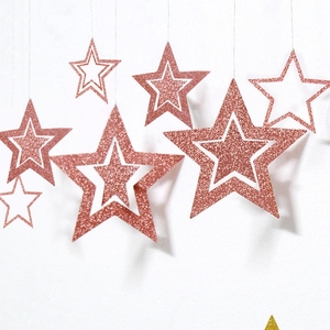 Glitter <strong>Silver</strong> Star <strong>Garlands</strong> 3D Star Decorations Hanging Paper <strong>Garland</strong> Twinkle Star Birthday Party Supplies Y034 - Product Image 6
