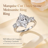 Bague de fiançailles en moissanite taille marquise à trois pierres, design grappe multi-pierres, en argent 925 et cuivre, bague de mariage, bijoux personnalisés
