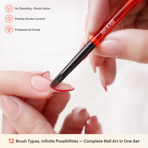 Pinceau à ongles multifonctionnel avec manche en acrylique, pointe plate ovale, virole sertie, poils en nylon, pour le nail art et la peinture, fournitures de salon - Product Image 4