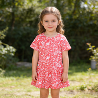 Robes d'été pour filles, robes trapèze mi-longues à manches courtes, vêtements pour enfants en coton respirant, robes pour filles en gros
