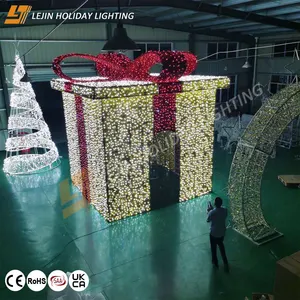 Kotak hadiah warna-warni yang dapat disesuaikan dekorasi Natal lampu motif liburan 3d