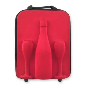 Óculos de eva protetor de concha dura, personalizado de fábrica, com exibição, para viagem, champagne, para vinho