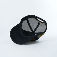 Casquette de sport d'extérieur 5 panneaux de haute qualité en mousse noire avec logo imprimé, personnalisable, pour l'été, vente en gros
