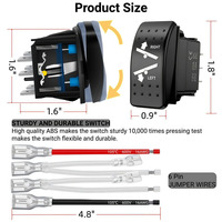 Interrupteur à bascule momentané 12V 20A 6 broches DPDT (ON)-OFF-(ON) étanche pour VTT UTV Bateau Marine