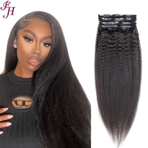 Extensiones de Cabello con Clip FH Seamless, Color Negro Natural, Estilo Kinky Straight - Product Image 1