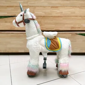 Unisex Rainbow Unicorn Mechanical Plush Horse Kids Ride Animal Sex Toy Playground for Sale