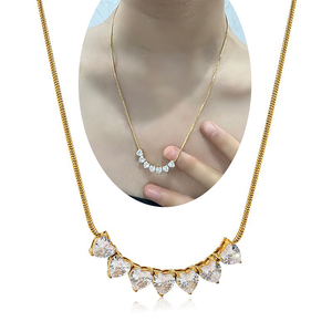 Collar de Cadena de Acero Inoxidable Chapado en Oro con Colgante de Corazón de Zirconia y Corona, Joyería de Moda Unisex, Regalo - Product Image 6