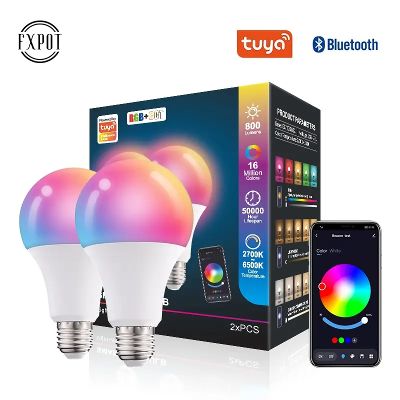 Fxpot A60 10w Led Smart Bulb Alexa Lamp Google Home E27 Led Bulb Light Smart Bulb For Smart Home Automation