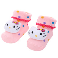 Chaussettes pour bébés fille, chaussons thermiques en coton doux, chaussettes pour nouveau-né, imprimé animaux de dessins animés, antidérapantes, nouvelle collection automne hiver
