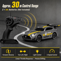 Voiture de course télécommandée RC miniature en alliage à l'échelle 1:64 avec éclairage, double vitesse, portée de 30 m, rechargeable, télécommande 2,4 G