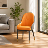 Chaise de salle à manger de luxe moderne, fauteuil d'appoint rembourré en cuir PU avec pieds en métal doré pour la maison et les restaurants