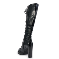 Bottes d'hiver de luxe pour femmes à talon épais, design d'usine personnalisé, hauteur genou, plateforme, à lacets