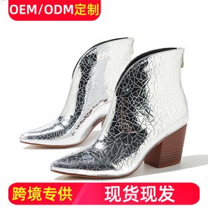 Bottines pour femmes Coco SILIYA, bout pointu, imprimé serpent, fermeture éclair, bottines Chelsea, tendance mode, talon en bois blanc - Product Image 5