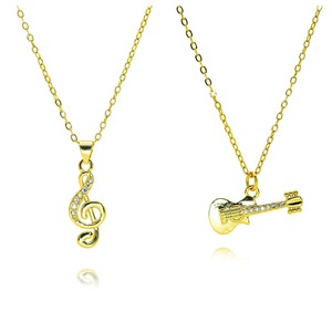 Nouveau acier inoxydable véritable plaqué or G Clef Note collier musique breloque bijoux pour femmes filles musique symbole pendentif collier - Product Image 2