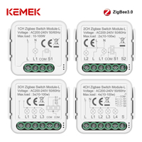 Module d'interrupteur intelligent Tuya ZigBee sans neutre 1 2 3 4 voies pour contrôle de l'éclairage AC 200-240V, module d'interrupteur ZigBee