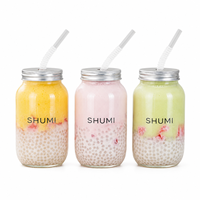 Vente en gros de bocaux en PET transparent de 350 ml et 500 ml avec couvercle en aluminium, récipients pour boissons gazeuses, bière, jus de fruits, boissons froides, emballages à emporter