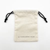 Pochette cadeau en tissu doux brossé blanc avec cordon de serrage, double impression de logo personnalisé, pour bijoux, boucles d'oreilles, bagues, sac anti-poussière