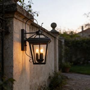 Lámpara de Pared Exterior de Jardín Grande Retro Negra E14 * 3, Lámpara de Pared LED Exterior Impermeable para Patio de Villa, Pasillo - Product Image 6