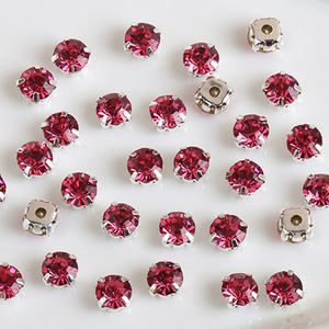 أحجار كريستالية زجاجية للملابس، ترصيع بالخياطة على شكل حجر الراين، بقاعدة مخلبية من النحاس المطلي بالفضة/الذهب - Product Image 4