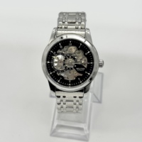 Montre à bracelet en acier inoxydable tendance pour homme, montre mécanique de luxe de haute qualité, montre squelette automatique