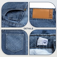 Pantalon en jean droit pour enfants en coton, style workwear, avec patchwork et empiècements, délavage enzymatique, fermeture bouton et zip, taille mi-haute, hiver