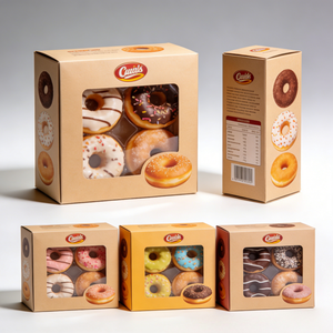 Boîte d'emballage de luxe pour <span class=keywords><strong>donuts</strong></span> avec fenêtre transparente, boîtes à desserts personnalisées écologiques pour fêtes, vente en gros - Product Image 1