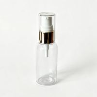Flacon pompe à lotion en PET transparent avec col en aluminium doré, distributeur vide pour sérum et tonique cosmétique avec capuchon anti-poussière transparent