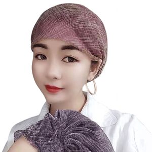 Muslim solid color mesh eco-friendly breathable headscarf women, African pleated bow headscarf, headwrap, <b>hat</b>, scarf, headwear, - Product Image 5