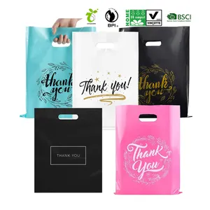 Custom printing large die cut heavy duty eco d2w pla epi bio degradable retail shopping thank you plastic bags with own logo