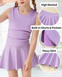 Conjunto de Falda Deportiva para Niñas, Shorts de Yoga Cómodos, Alta Elasticidad, Transpirables, para Correr, Fitness, Tenis, Ropa Deportiva - Product Image 3