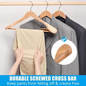 Perchas Resistentes de Hombro Ancho con Soporte Antideslizante para Pantalones, Perchas para Trajes con Barra Antideslizante para Pantalones 360 °   Gancho Giratorio - Product Image 5