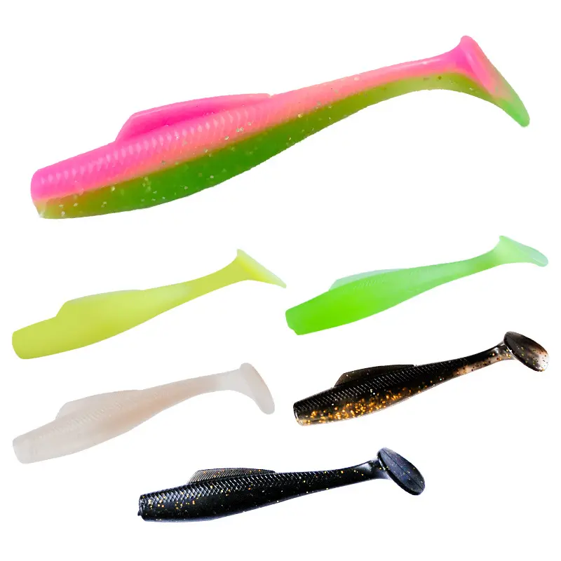 6 buah/tas penjualan terlaris Paddle Tail Swimbait plastik lembut umpan pancing, 3.54in berenang umpan Bass umpan, 24 Pack - 12 warna