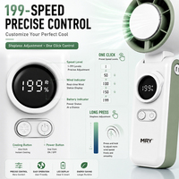 Ventilateur portable MRY à refroidissement par glace, haute vitesse, 3600 mAh, affichage numérique, 199 vitesses, rechargeable Type-C, mini ventilateur portatif