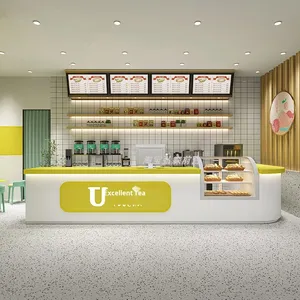 Bàn tiếp tân thương mại gỗ hiện đại cho trà sữa cà phê tráng miệng & cửa hàng bánh-Thiết kế bảng điều khiển tùy chỉnh yimutang - Product Image 5