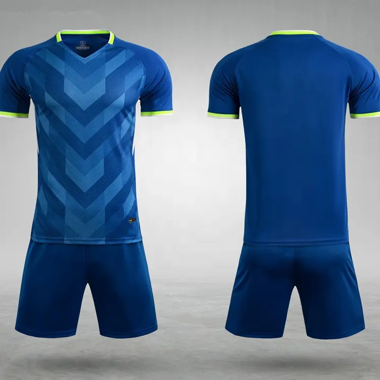 Sportswear Mens Training Uniforms Cheap Price Plain Design Royal Blue Shirt Soccer