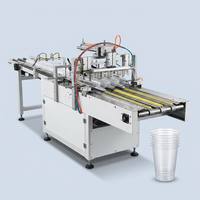 Machine d'emballage automatique de gobelets en plastique PP PET pour jus, eau, café, avec empilage, ensachage, scellage et comptage haute vitesse