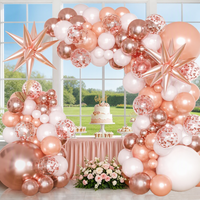Kit de guirlande de ballons romantiques en or rose, ballons en mylar à confettis éclatants pour la décoration d'anniversaire de fille, de mariage ou de baby shower