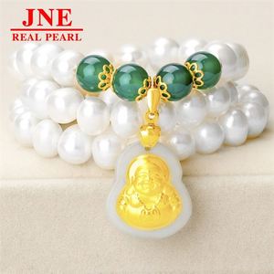 Natural Pearl Necklace Chalcedony Beads Hetian Gold Little Buddha Pearl Necklace Mother's Gift for <strong>Elders</strong> Mother's Day - Product Image 2
