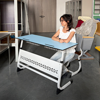 Ensemble de table et chaise de classe à deux places en stratifié HPL personnalisable avec panneau de séparation – Fournisseur de mobilier scolaire sur mesure